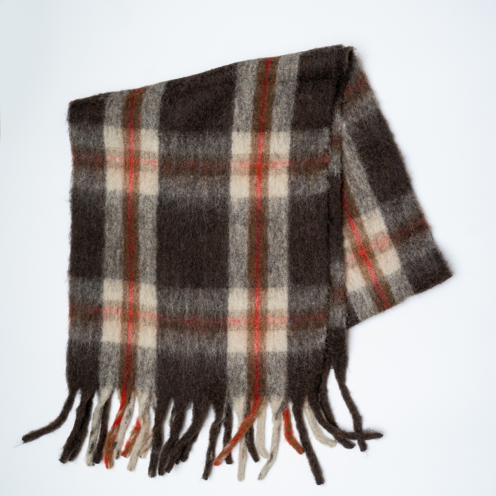 Terrain Plaid Blanket Scarf Brown Pink